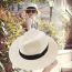 Fashion 3 Fold With Beige Straw Flat Brim Sun Hat