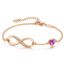 Fashion Silver-rose Purple Copper And Diamond Love Heart And Diamond 8-figure Bracelet