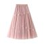 Fashion Pink Mesh High Waist Feather Skirt