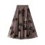 Fashion Apricot Polyester Printed Pleated Skirt