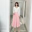 Fashion Pink Polyester Pleated Skirt