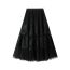 Fashion Black Mesh Lace Pleated Skirt