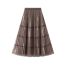 Fashion Khaki Mesh Beaded Patchwork Pleated Skirt
