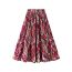 Fashion Red Floral Pleated Skirt