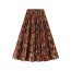Fashion Red Floral Pleated Skirt