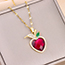 Fashion Apple Red Titanium Steel Diamond Apple Necklace