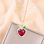 Fashion Apple Red Titanium Steel Diamond Apple Necklace