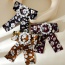 Fashion Red Fabric Diamond And Pearl Printed Bow Hair Clip