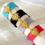 Fashion Blue Metal Love Fabric Ribbon Tassel Bracelet