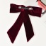 Fashion Red Fabric Diamond Square Button Velvet Bow Hairpin