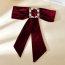 Fashion Red Fabric Diamond Square Button Velvet Bow Hairpin