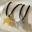 Fashion Silver Copper Five-pointed Star Pendant Pu Tether Necklace