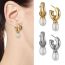 Fashion Gold Copper Inlaid Diamond Pearl C-shaped Earrings