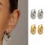 Fashion Silver One Pair Titanium Steel Diamond Double Hoop Earrings