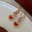 Fashion Red Copper Inlaid Zirconium Heart Hoop Earrings