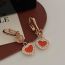 Fashion Red Copper Inlaid Zirconium Heart Hoop Earrings