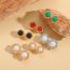 Fashion Red Gold Plated Copper Round Pearl Earrings