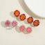 Fashion Pink Flowers (gold) Acrylic Diamond Geometric Flower Stud Earrings