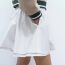 Fashion White Blend Tiered Pleated Skirt