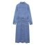 Fashion Blue Denim Lapel Buttoned Long Skirt