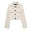 Fashion Off White Blended Lapel Double Pocket Jacket