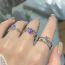 Fashion Silver Gray Alloy Diamond Geometric Ring Set