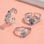 Fashion Gold Pink Alloy Diamond Geometric Ring Set