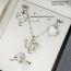 Fashion White Geometric Diamond Love Necklace Earrings Ring Set