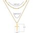 Fashion Gold Gold Plated Copper Cross Double Layer Necklace