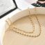 Fashion Gold Gold Plated Copper Geometric Chain Double Layer Necklace