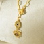 Fashion Gold Copper Inlaid Zirconium Heart Eye Pendant Lobster Clasp Necklace