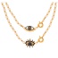 Fashion Golden 2 Copper Inlaid Zirconium Eye Pendant Pearl Bead Necklace