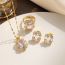 Fashion White Zirconia Three-piece Set Titanium Steel Diamond Square Necklace Earrings Ring Set