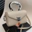 Fashion Off-white Pu Pebbled Lock Flap Crossbody Bag