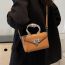 Fashion Khaki Pu Pebbled Lock Flap Crossbody Bag