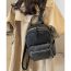 Fashion Black Pu Plaid Large Capacity Backpack