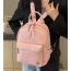 Fashion Pink Pu Plaid Large Capacity Backpack