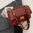 Fashion Wine Red Pu Diamond Lock Flap Crossbody Bag