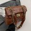 Fashion Brown Pu Diamond Lock Flap Crossbody Bag