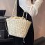 Fashion White Straw Drawstring Large Capacity Shoulder Bag