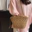 Fashion Khaki Straw Drawstring Large Capacity Shoulder Bag