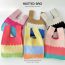 Fashion Color Block Pink And Green Polyester Colorblock Knitted Tote Bag