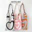 Fashion Orange Pink Gradient Love Heart Polyester Knitted Printed Tote Bag