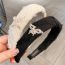 Fashion Black Pearl Braided Butterfly Embroidered Wide-brimmed Headband