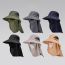 Fashion Army Green Polyester Face-covering Large Brim Shawl Fisherman Hat