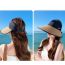 Fashion Khaki Polyester Vinyl Large Brim Hollow Top Sun Hat