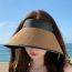 Fashion Beige Foldable Straw Hat With Large Brim And Empty Top