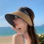 Fashion Khaki Foldable Straw Hat With Large Brim And Empty Top