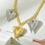 Fashion Gold Copper Love Color Block Pendant Thick Chain Necklace