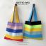 Fashion Rainbow Stripe Bag Blue And Black Polyester Knitted Printed Tote Bag